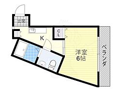 オネストビル 1Kの間取図画像