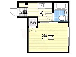 サンスイハイツ 1Kの間取図画像