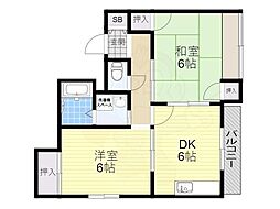 シティライフ林 2DKの間取図画像