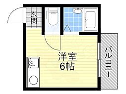 メビウス香里レジデンス ワンルームの間取図画像