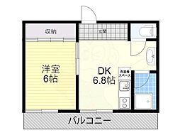 橋本マンション 1DKの間取図画像