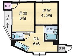 エムハイツ舟田 2DKの間取図画像
