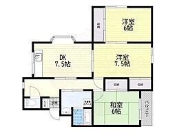 ハイツ北口 3DKの間取図画像