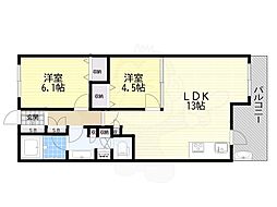 ボヌール 2LDKの間取図画像