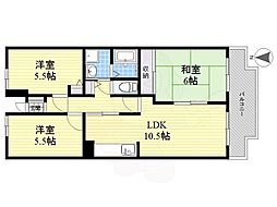 グリーンヴィラ御領 3LDKの間取図画像
