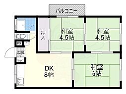 大日松原マンション 3DKの間取図画像