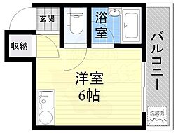 メビウス香里レジデンス ワンルームの間取図画像