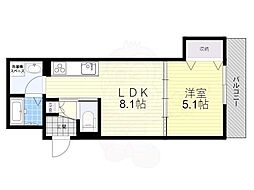 ラモーナ萱島東 1LDKの間取図画像