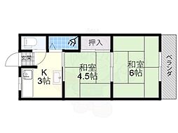 WESTヒルズ御堂 2Kの間取図画像