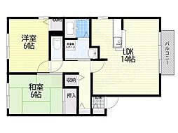 ボナール 2LDKの間取図画像