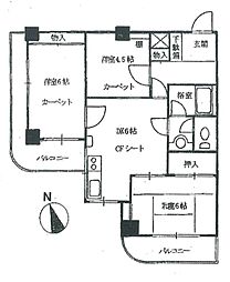 第28宮庭マンション 2LDKの間取図画像