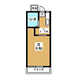 バロン野沢 1Kの間取図画像