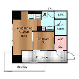 デュオフラッツ池尻大橋 1LDKの間取図画像