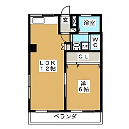 フセマンション 1LDKの間取図画像