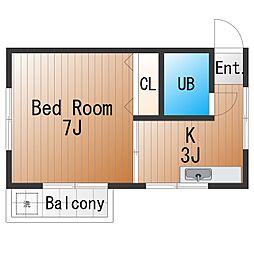 吉野ハイツ 1Kの間取図画像