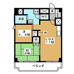 シャンボール上馬 2LDKの間取図画像