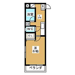 みづき 1Kの間取図画像