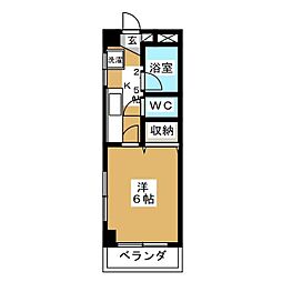 サイドグルーヴ上馬 1Kの間取図画像
