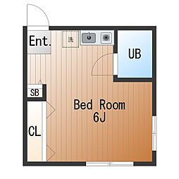 K-ハウス ワンルームの間取図画像
