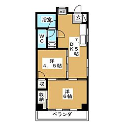 ハイツグリーングラス 2DKの間取図画像