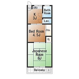 コーポ羽鳥 2Kの間取図画像