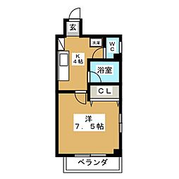 ダイヤモンドパティオ 1Kの間取図画像