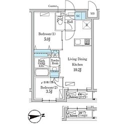 デュオフラッツ千歳船橋 1LDKの間取図画像