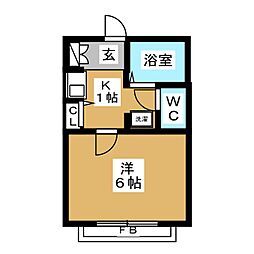 輝・LECIEL 1Kの間取図画像