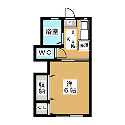 桜ハウス 1Kの間取図画像