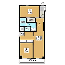ツインヒルズ 2LDKの間取図画像