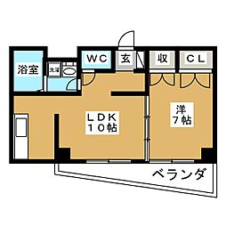 ツインヒルズ 1LDKの間取図画像