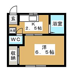 ロジュマンB 1Kの間取図画像