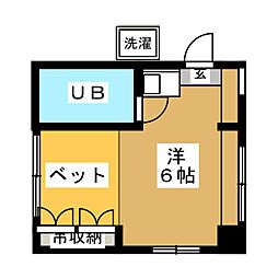 奥沢フローラ ワンルームの間取図画像