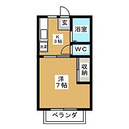 オークラハイツ 1Kの間取図画像