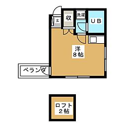 オークセブン ワンルームの間取図画像