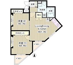 ジーリョ自由が丘 2LDKの間取図画像