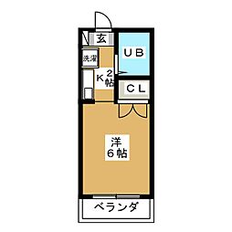 ヌーベルバーグ ワンルームの間取図画像