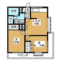 ハイム矢沢 2DKの間取図画像