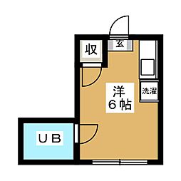 クレア奥沢 ワンルームの間取図画像