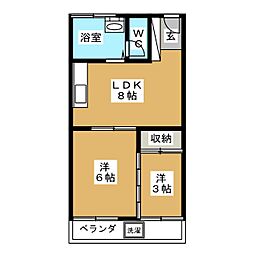 フジコーポ 2LDKの間取図画像