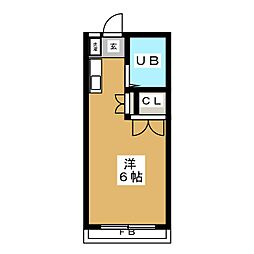 エブラ学大 1階ワンルームの間取り