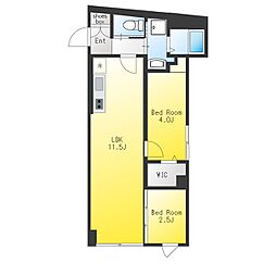 ウェルスクエア学芸大学II 2LDKの間取図画像