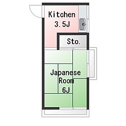 芦沢アパート 1Kの間取図画像