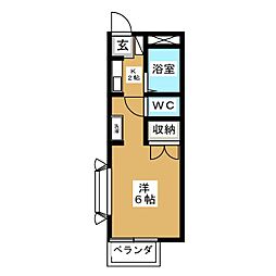ドミール平町 ワンルームの間取図画像