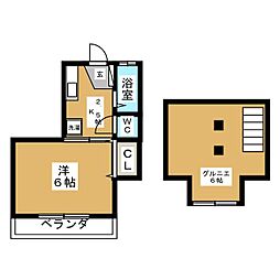 NOVAハイツ下馬 1Kの間取図画像