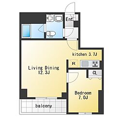 エスティメゾン都立大学 1LDKの間取図画像