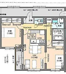Resonare W 1階2LDKの間取り