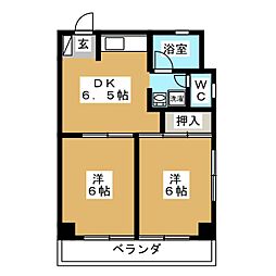 エスペランス金子 2DKの間取図画像