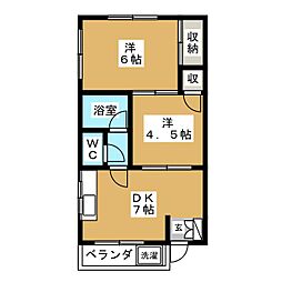 ハイツカネヨ 2DKの間取図画像