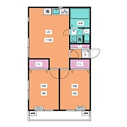 パインビレッジ 2LDKの間取図画像